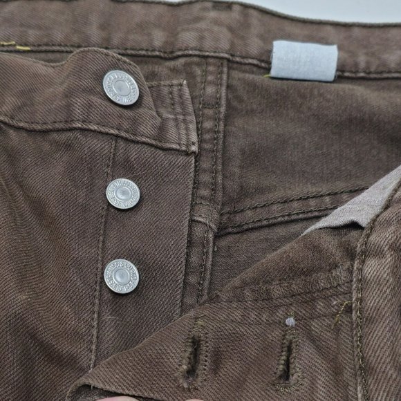 Vintage Levi's 501 Brown Denim Jeans Button Fly Straight Leg Fit 38/30 Workwear - Picture 6 of 15